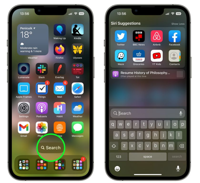 汉滨苹果手机维修分享升级到 iOS 16 后，如何删除主屏幕上的搜索按钮 
